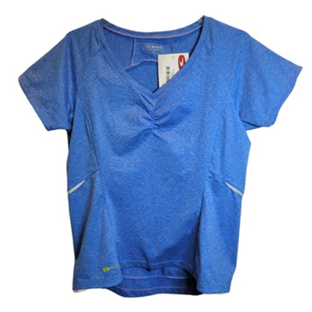 Sugoi Cycling Shirt RPM Jersey Womens Sz Large Blue Short Sleeve Semi-Fitted